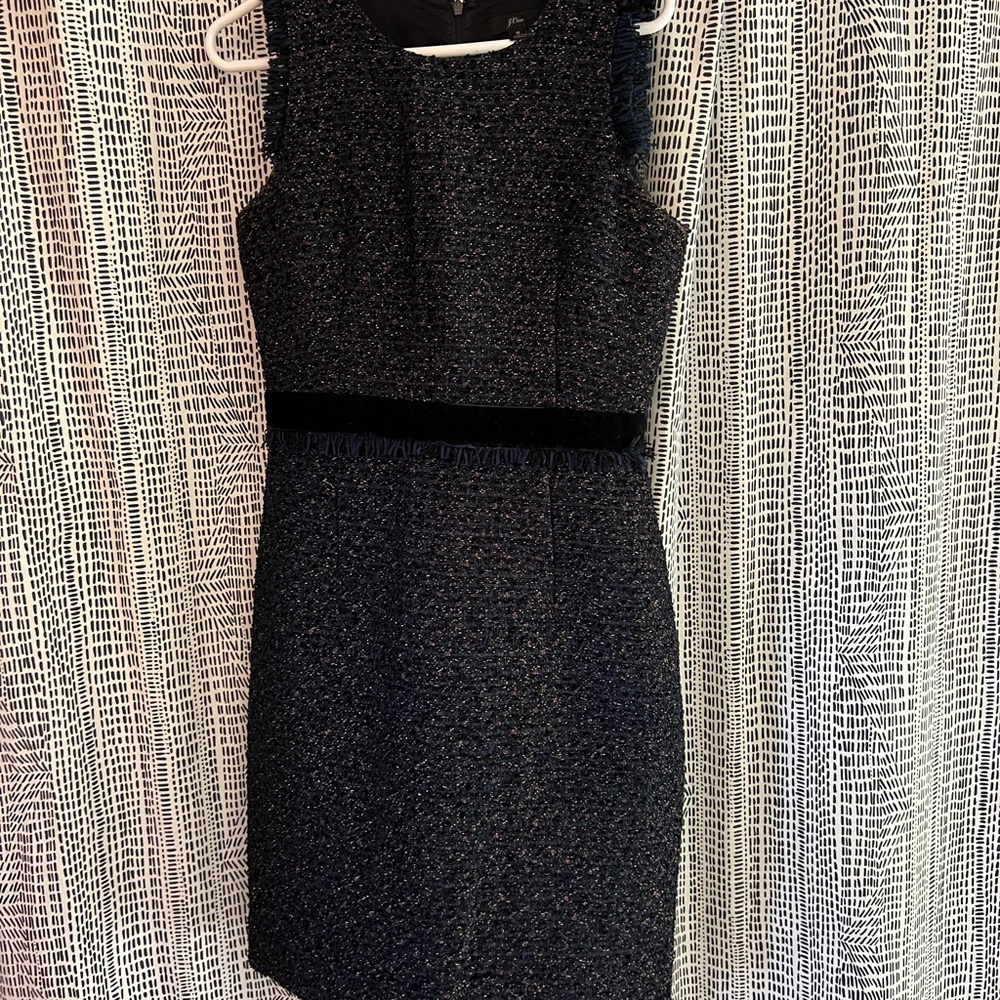 J. Crew Navy and Gold Tweed Mini Dress